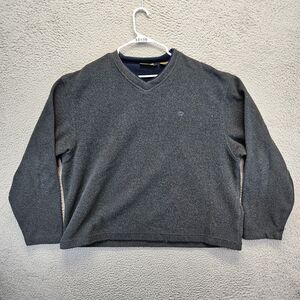 Timberland Sweater Pullover Mens Size XL Gray Fleece‎ V-Neck